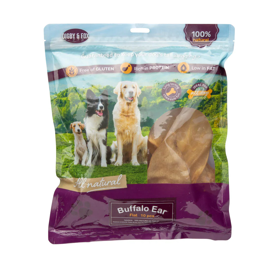 Shires Digby & Fox Buffalo Ear Flat Chew Dog Treat Hypoallergenic Dental