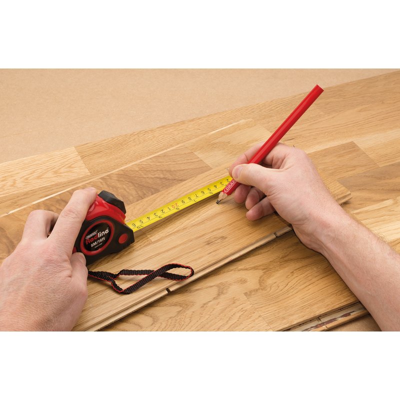 Draper Tools Redline Measuring Tape 5m/16ft Soft Grip Auto Lock Belt Clip