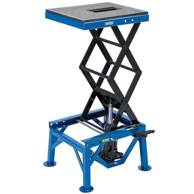 Draper Tools Hydraulic Motorcycle Scissor Lift 135Kg with Foot Pedal 4 Heights