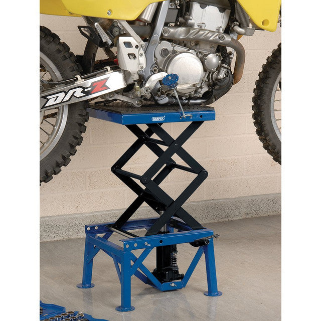 Draper Tools Hydraulic Motorcycle Scissor Lift 135Kg with Foot Pedal 4 Heights
