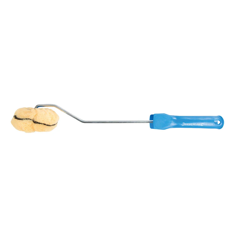 Silverline Corner Paint Roller with Long H&le & 12mm Pile Sleeve for Neat Edges