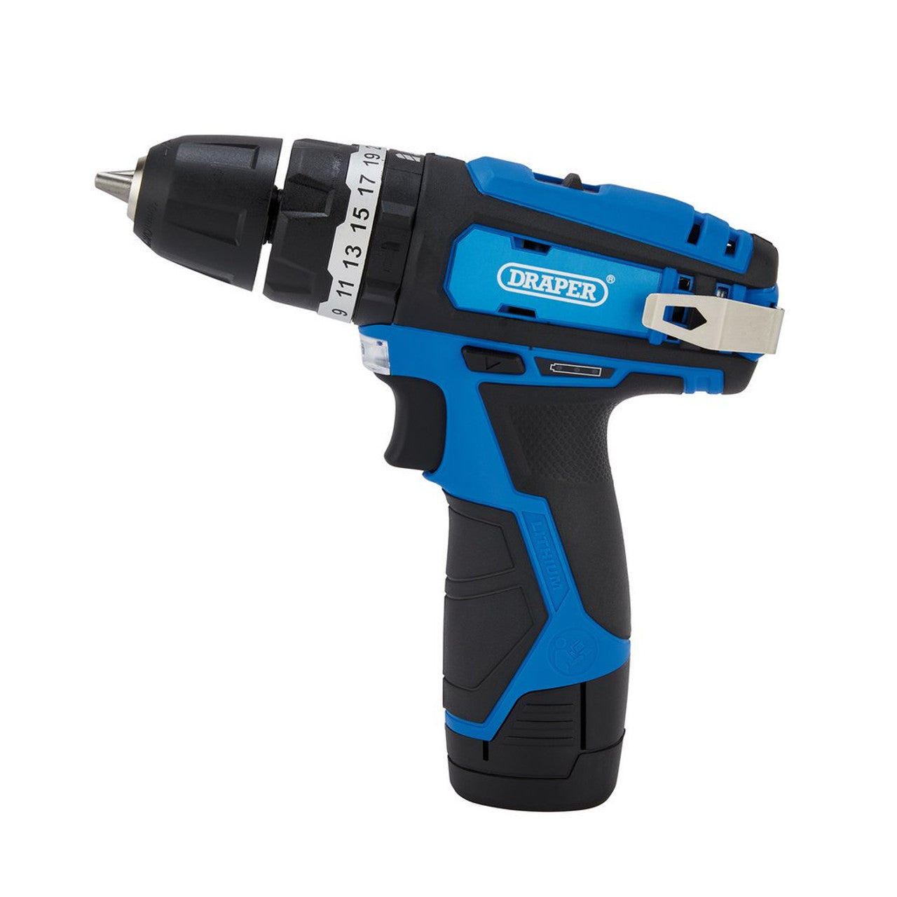 Draper 12V Combi Drill with 1.5Ah Battery and Fast Charger, LED Light, 21 Torque