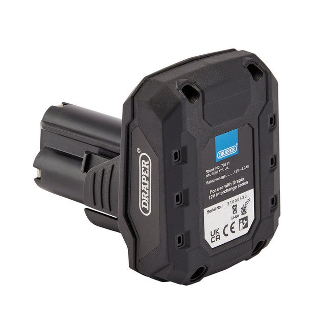 Draper 12V Li-Ion Battery 4.0Ah Fast Charge Compatible with Multi-Tool Series