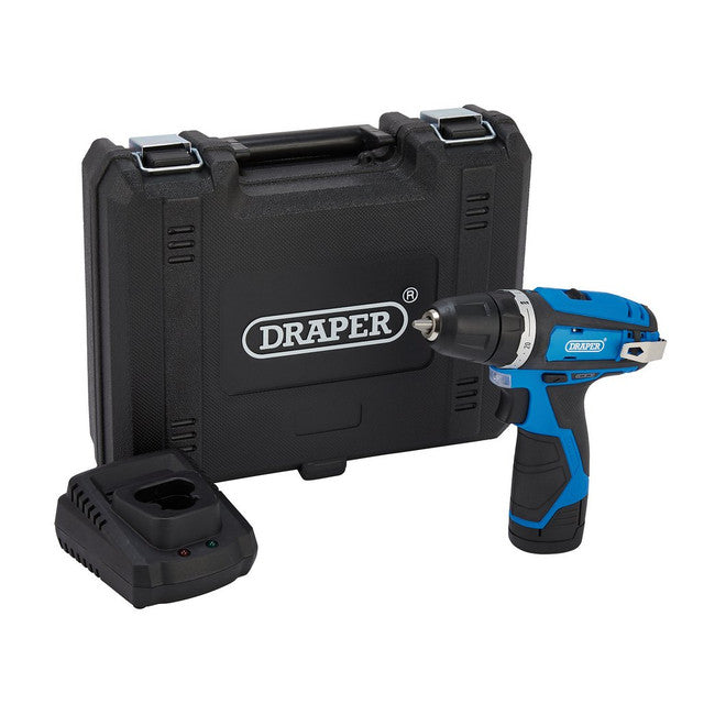 Draper 12V Cordless Drill Driver with 1.5Ah Battery & Fast Charger, 21 Torque