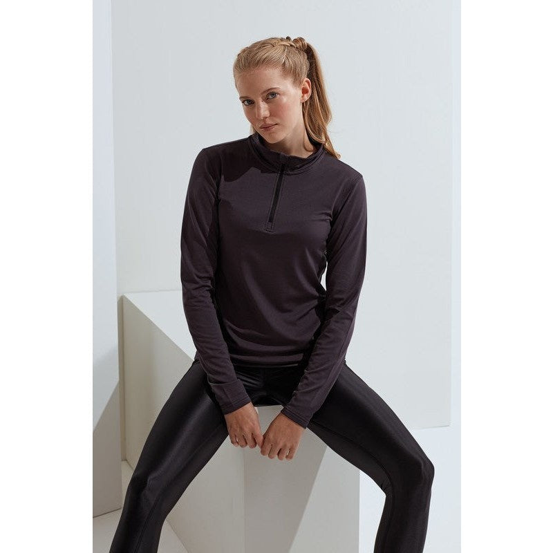 Women's TriDri Recycled Long Sleeve Â¼ Zip Top Brushed Inner Gym Layering