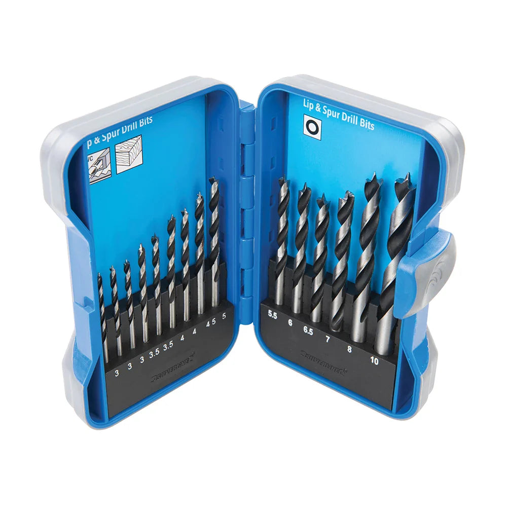 Silverline 15Pce Lip & Spur Drill Bit Set High Carbon Steel with Storage Case