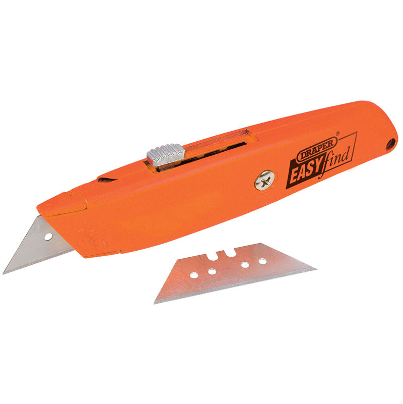 Draper Tools Easy Find Retractable Trimming Knife with 2 Blades - 4 Colours