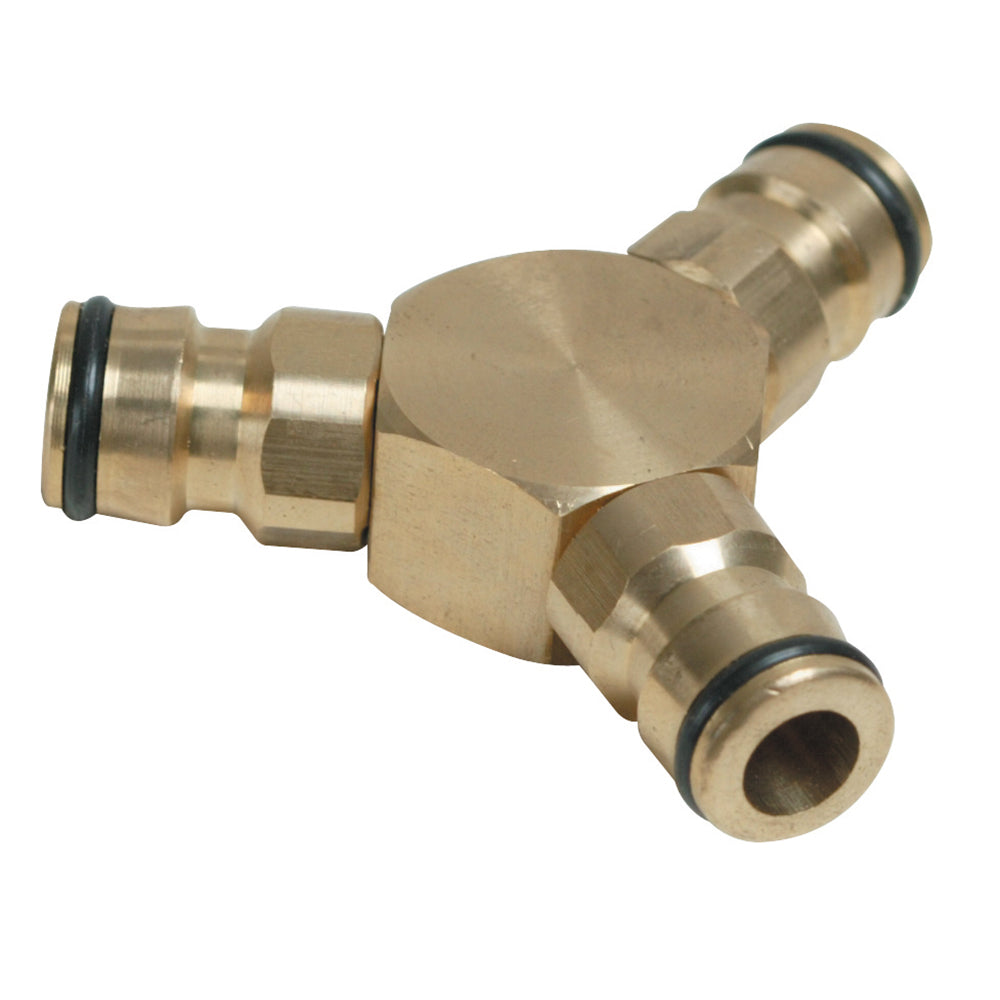 Silverline 3-Way Brass Connector 1/2" Quick Connect Male Fitting Durable Quality