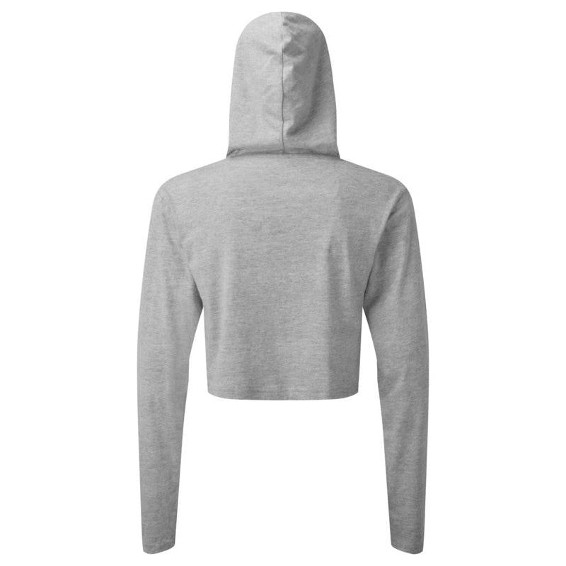 TriDri Women's Cropped Hooded Long Sleeve T-Shirt Soft Cotton Gym Top