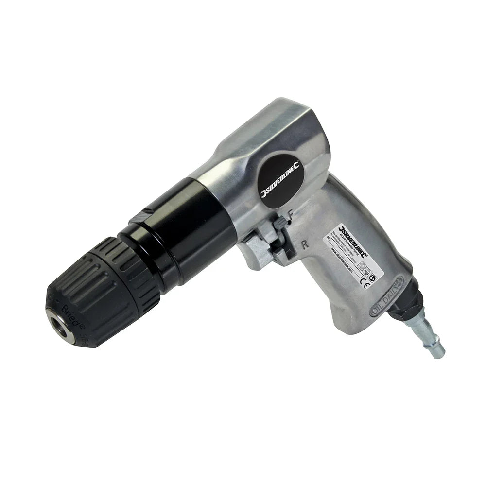 Silverline Reversible Air Drill 10mm Keyless Chuck Compact Ergonomic Design