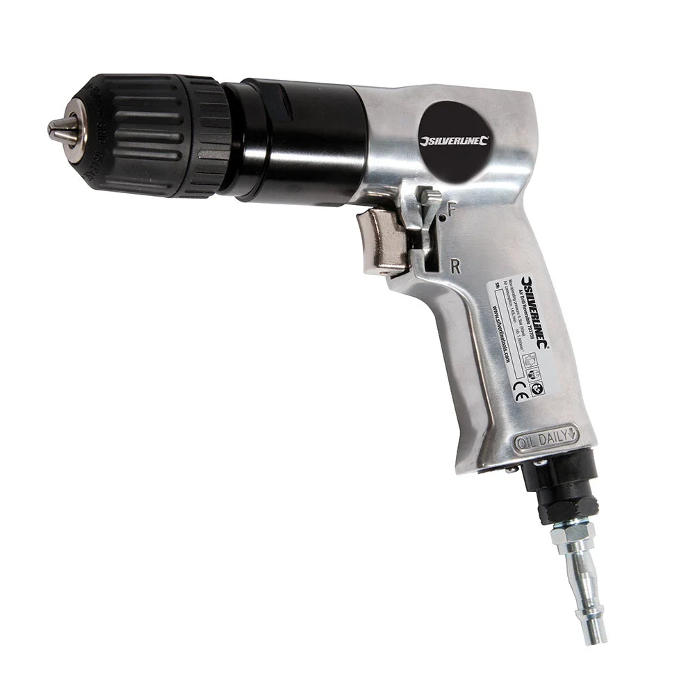 Silverline Reversible Air Drill 10mm Keyless Chuck Compact Ergonomic Design