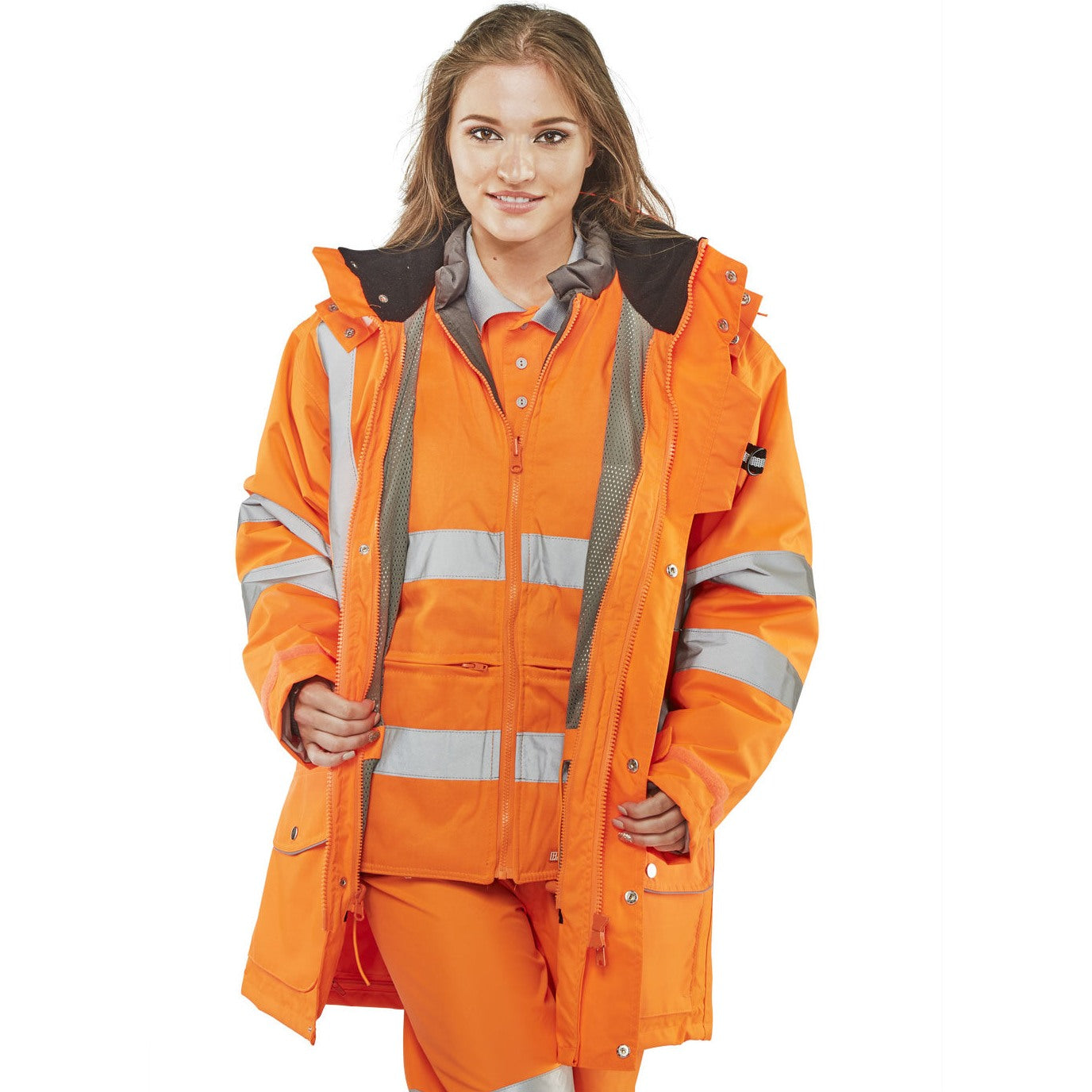 Beeswift Elsener 7-in-1 High Visibility Jacket with Removable Hood and Fleece