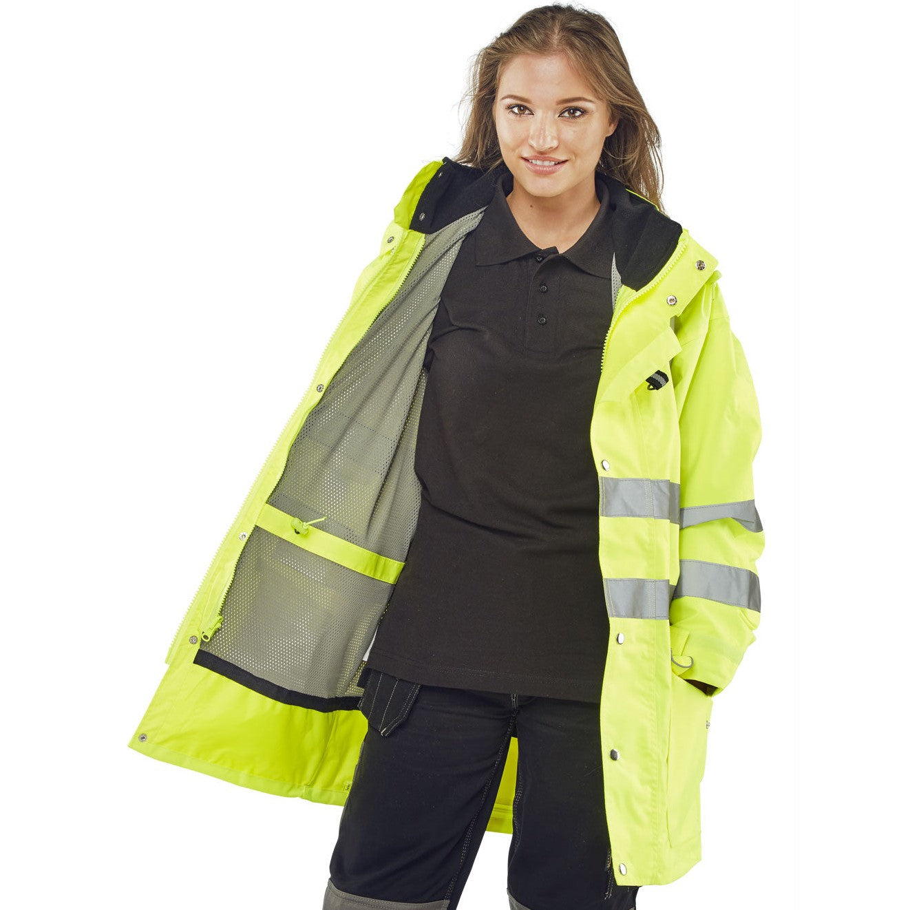 Beeswift Elsener 7-in-1 High Visibility Jacket with Removable Hood and Fleece