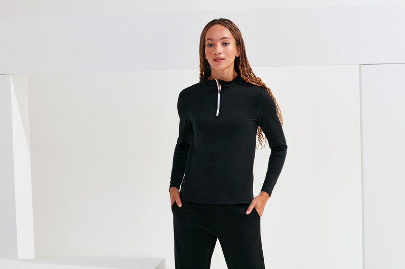 Women's TriDri Recycled Long Sleeve Â¼ Zip Top Brushed Inner Gym Layering