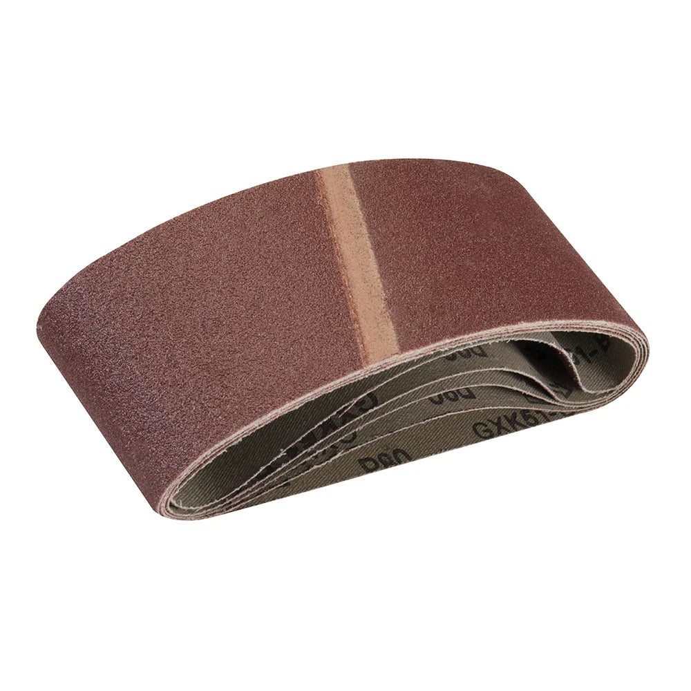 Silverline 65x410mm Sanding Belts 5 Pack 80 Grit Aluminium Oxide for Wood Metal