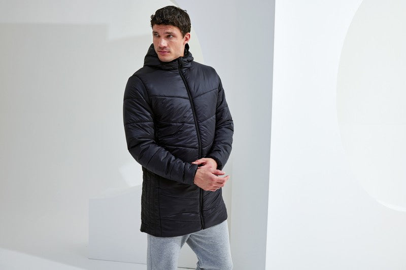 Men's TriDri Microlight Longline Jacket Lightweight Padded Hooded Coat