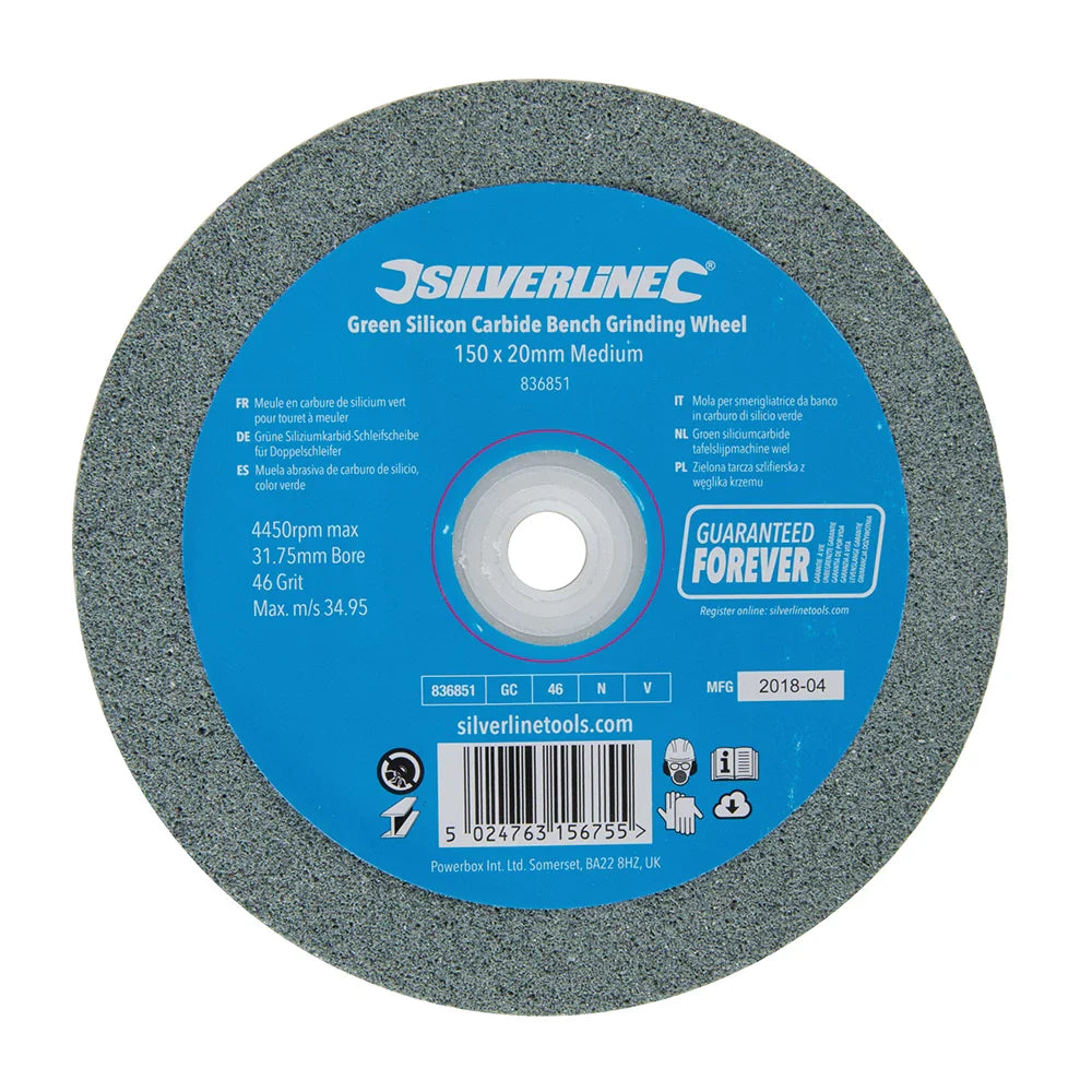 Silverline 200mm Green Silicon Carbide Grinding Wheel 46G for TCT Tools
