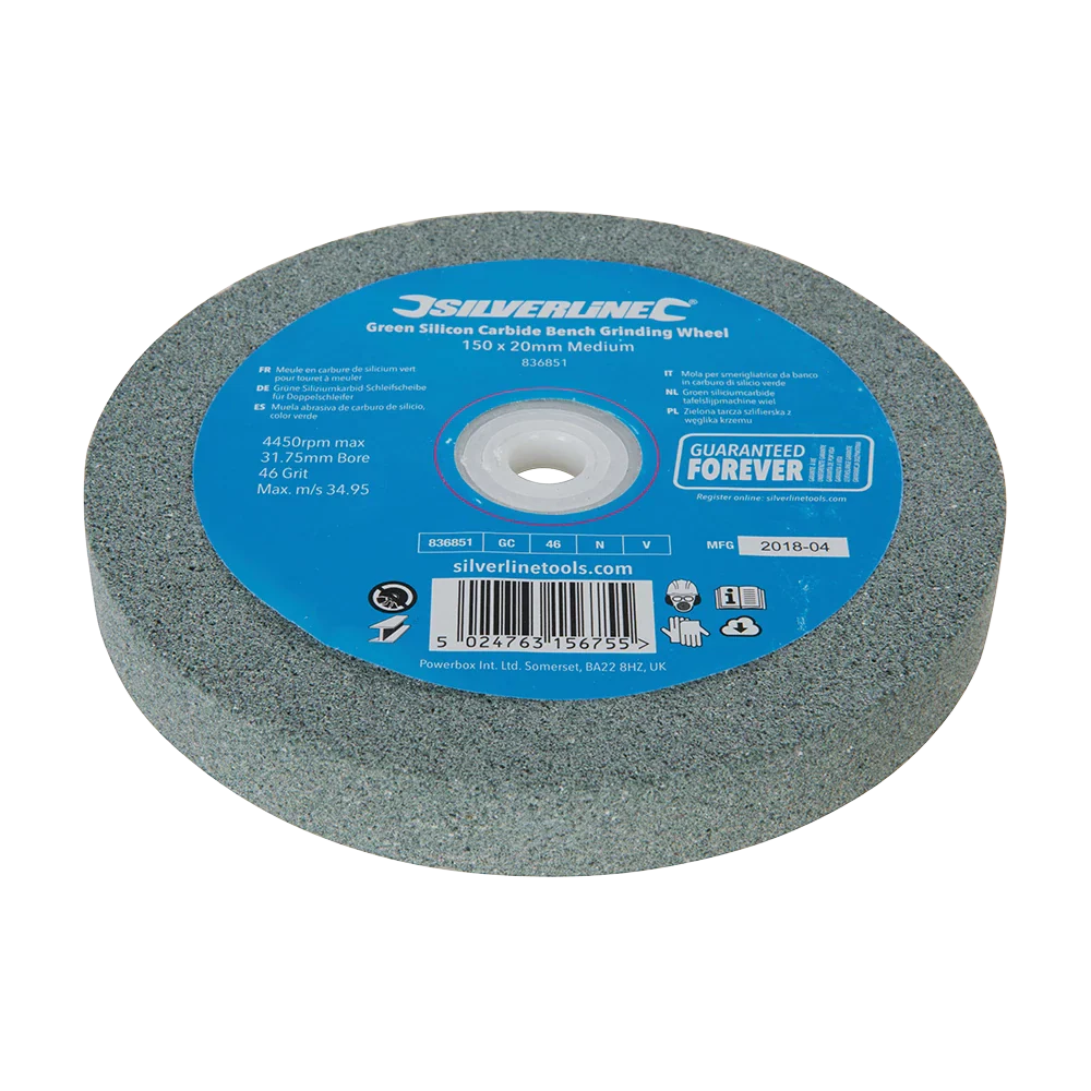 Silverline 200mm Green Silicon Carbide Grinding Wheel 46G for TCT Tools