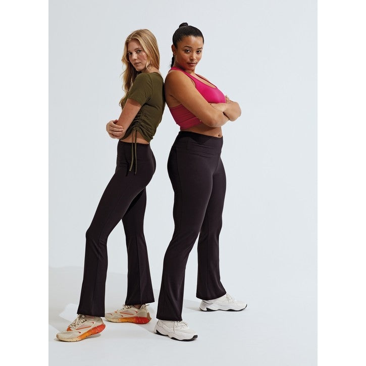 TriDri Women's Recycled Flare Leggings with Hidden Pocket, Soft Stretch Fabric