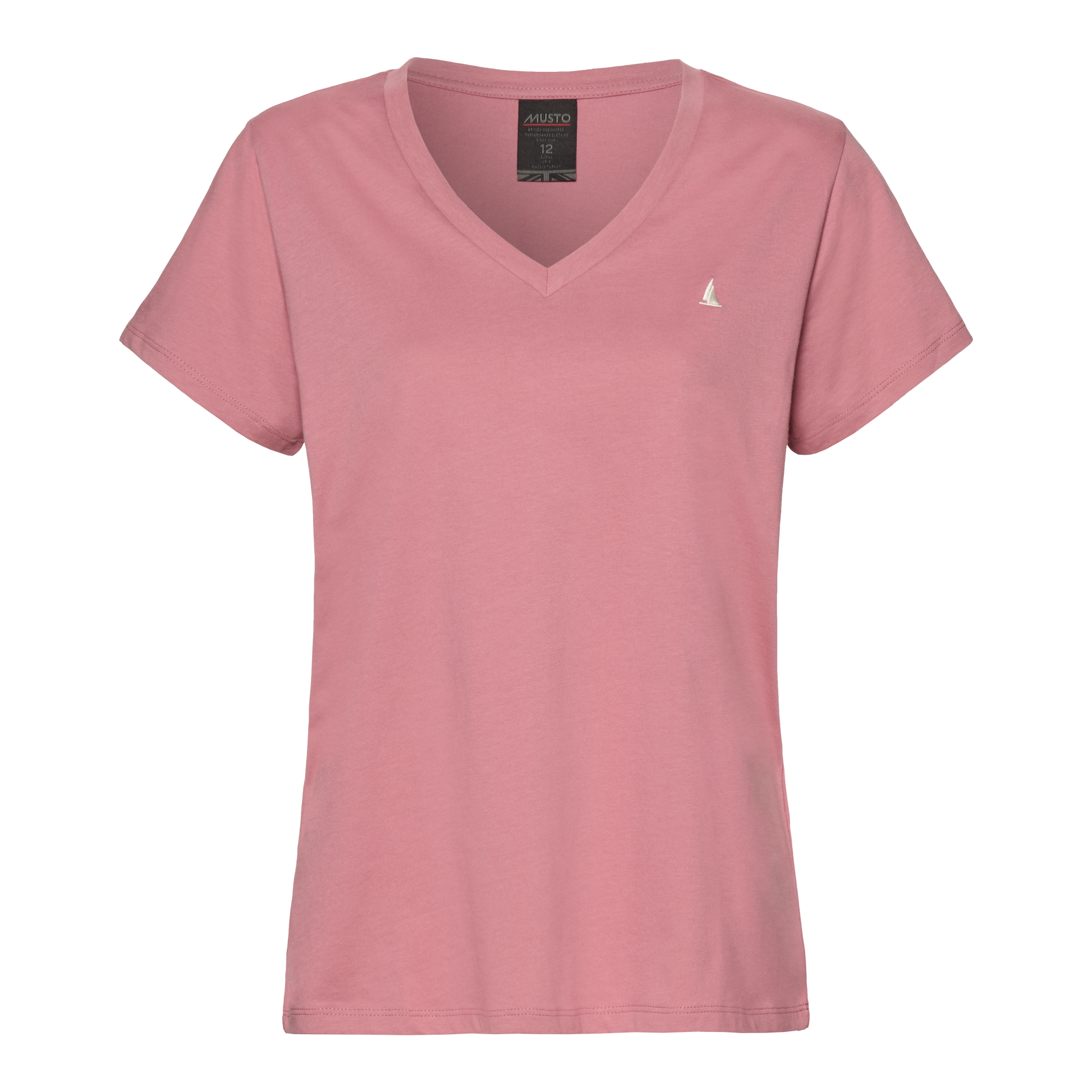 Musto Women's Original V Neck Short Sleeved T-Shirt #colour_pink-chalk