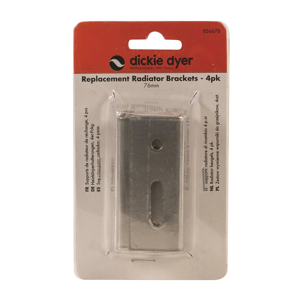 Dickie Dyer Radiator Brackets 4 Pack Galvanised Steel Easy Alignment 76mm