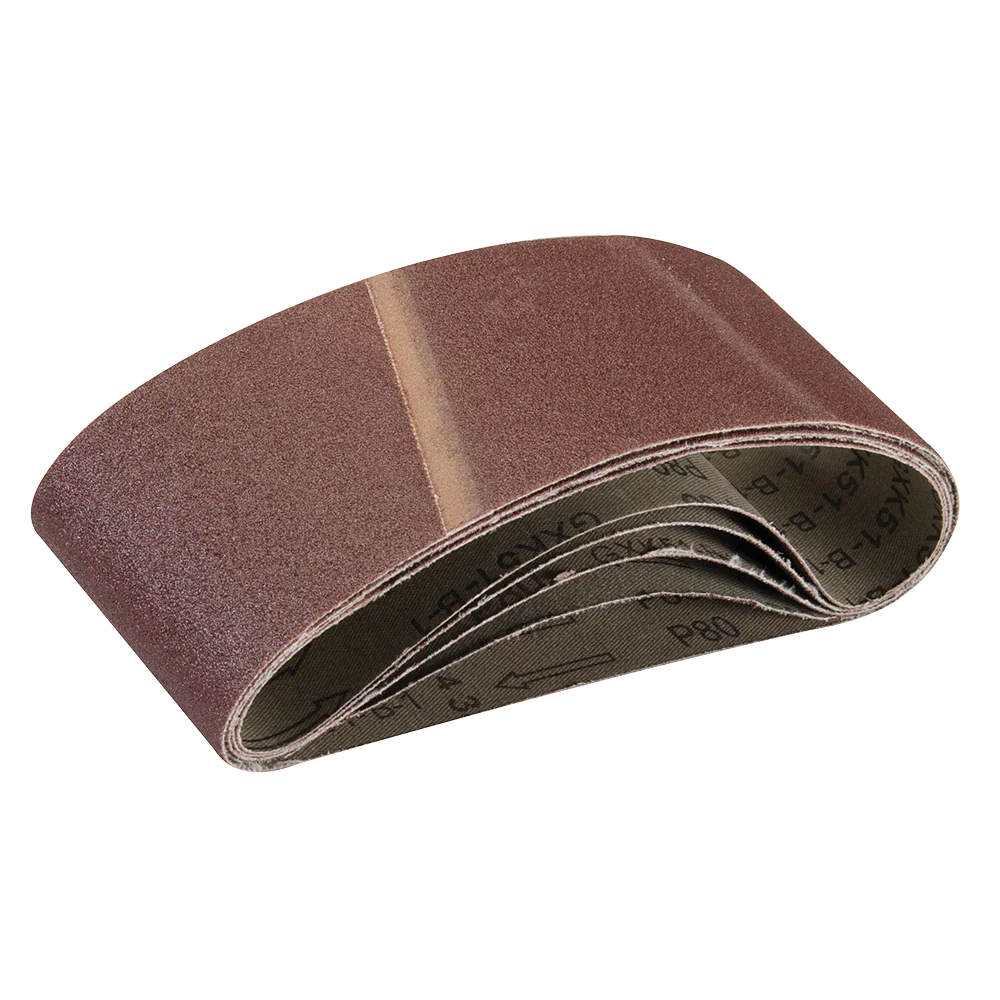 Silverline 75x457mm Sanding Belts 5 Pack 80 Grit Aluminium Oxide for Wood Metal