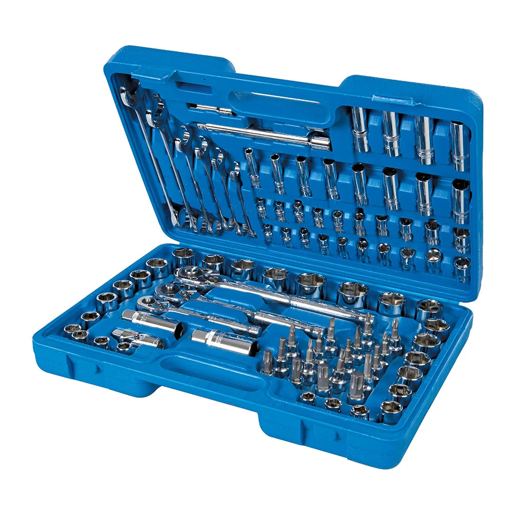 Silverline 90 Piece Mechanics Tool Set with Sockets, Spanners and Ratchets