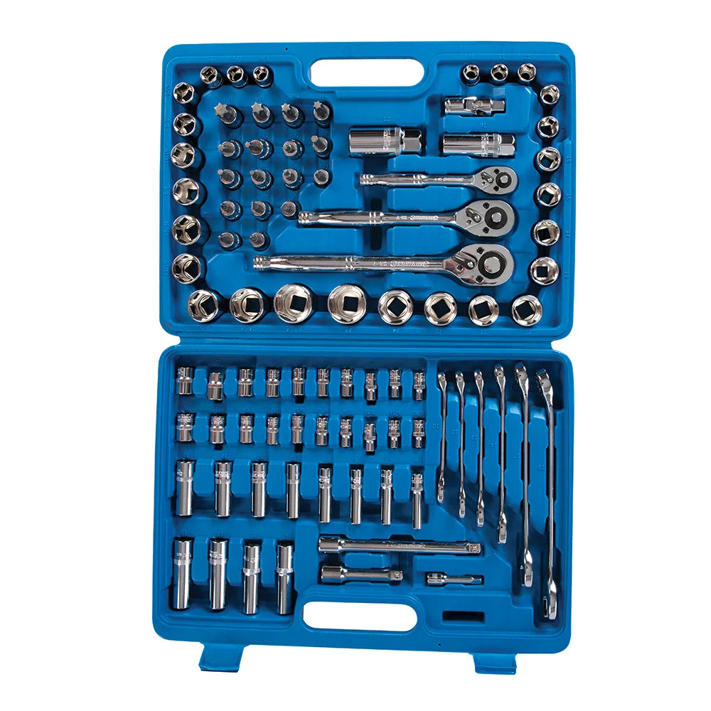 Silverline 90 Piece Mechanics Tool Set with Sockets, Spanners and Ratchets