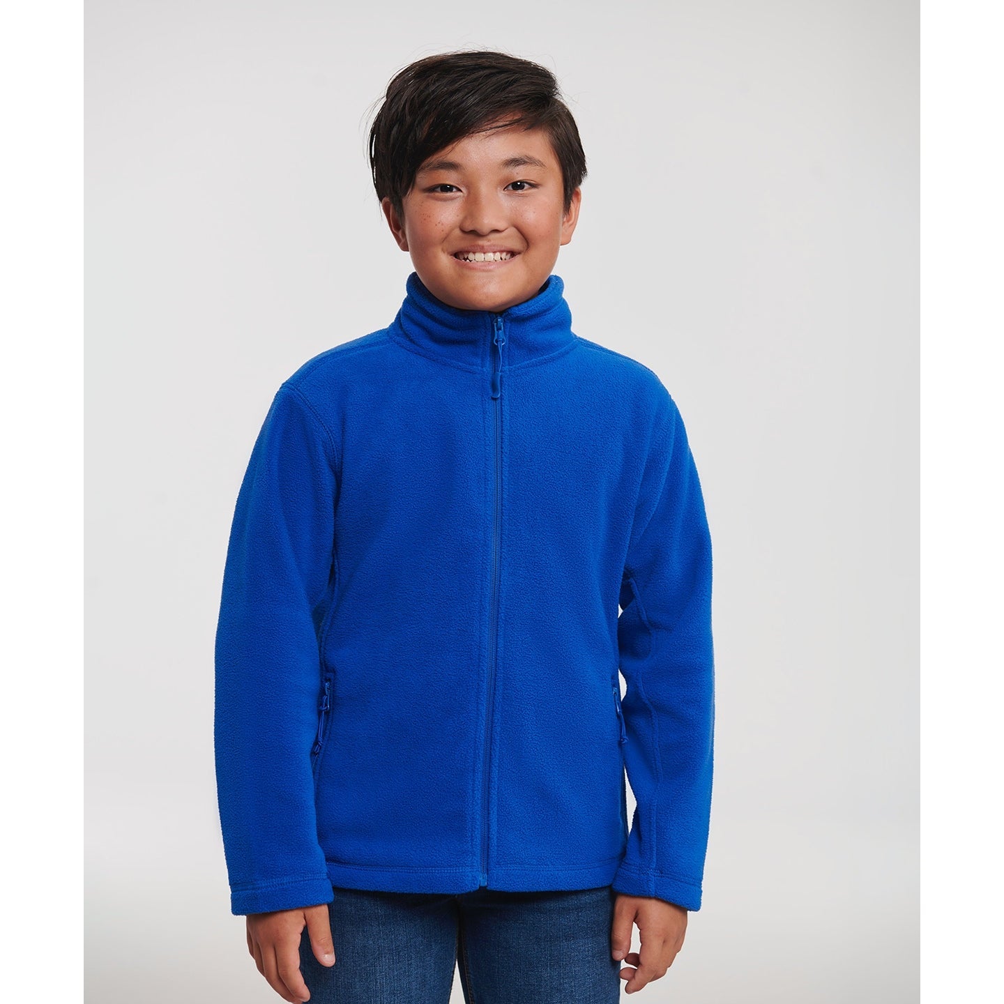 Russell Europe Kids Full-Zip Fleece Jacket with Side Pockets and Cadet Collar