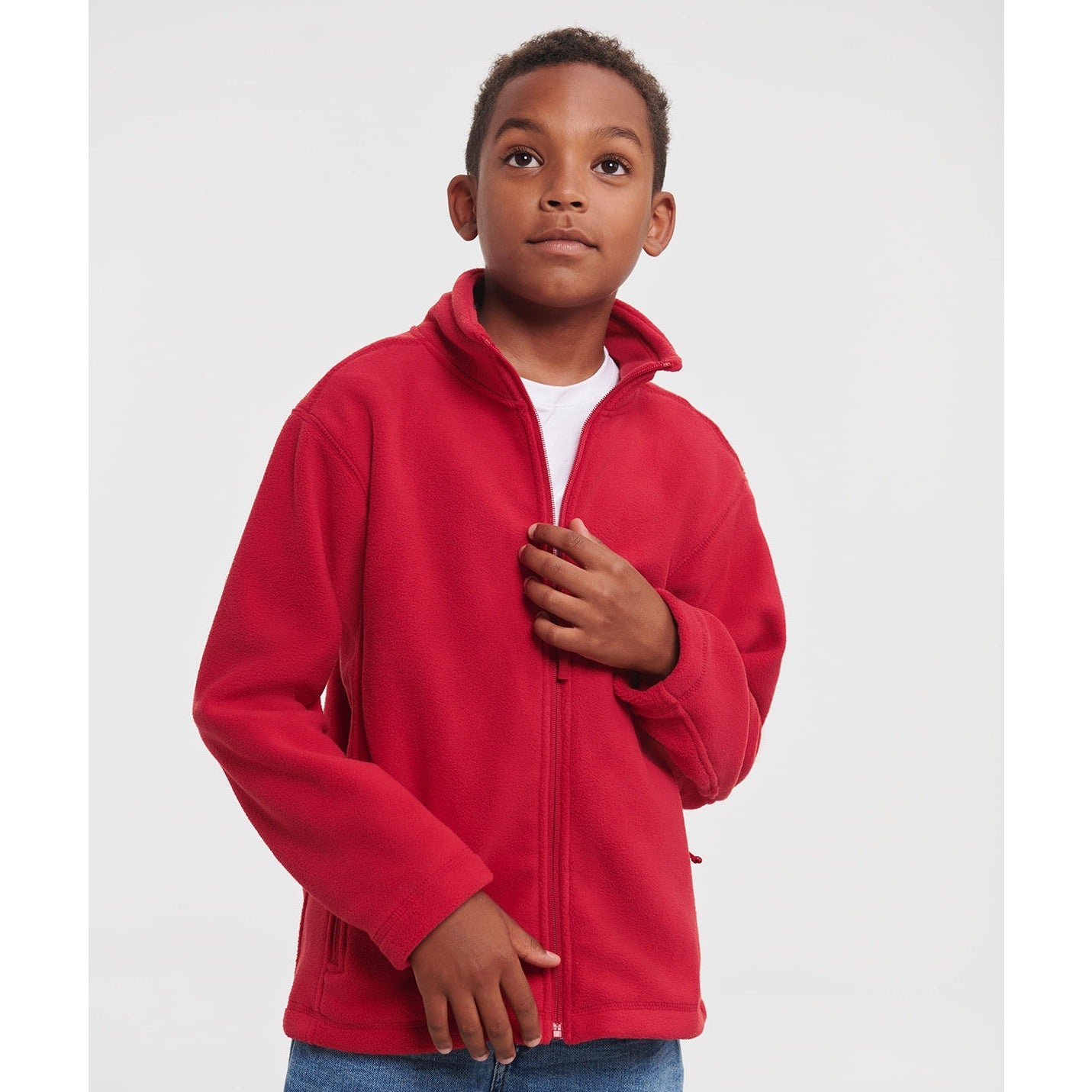 Russell Europe Kids Full-Zip Fleece Jacket with Side Pockets and Cadet Collar