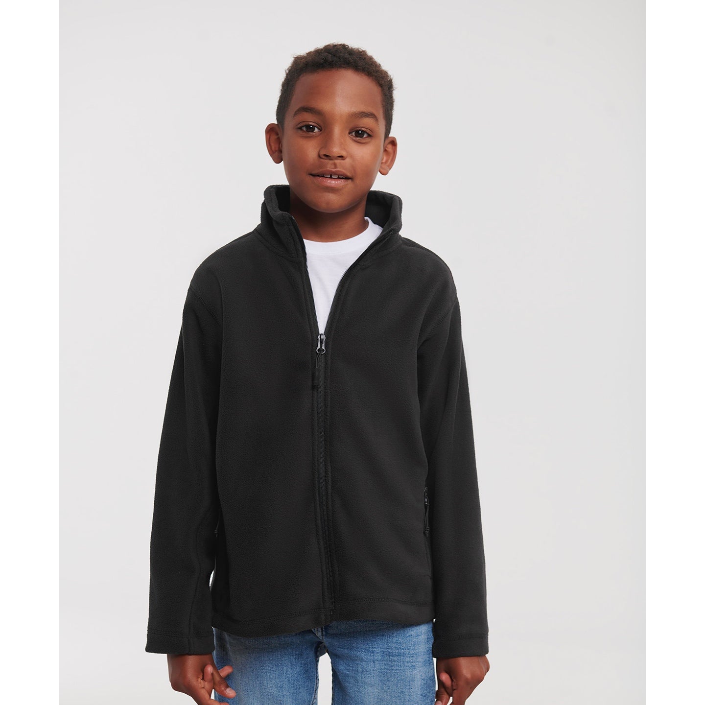 Russell Europe Kids Full-Zip Fleece Jacket with Side Pockets and Cadet Collar