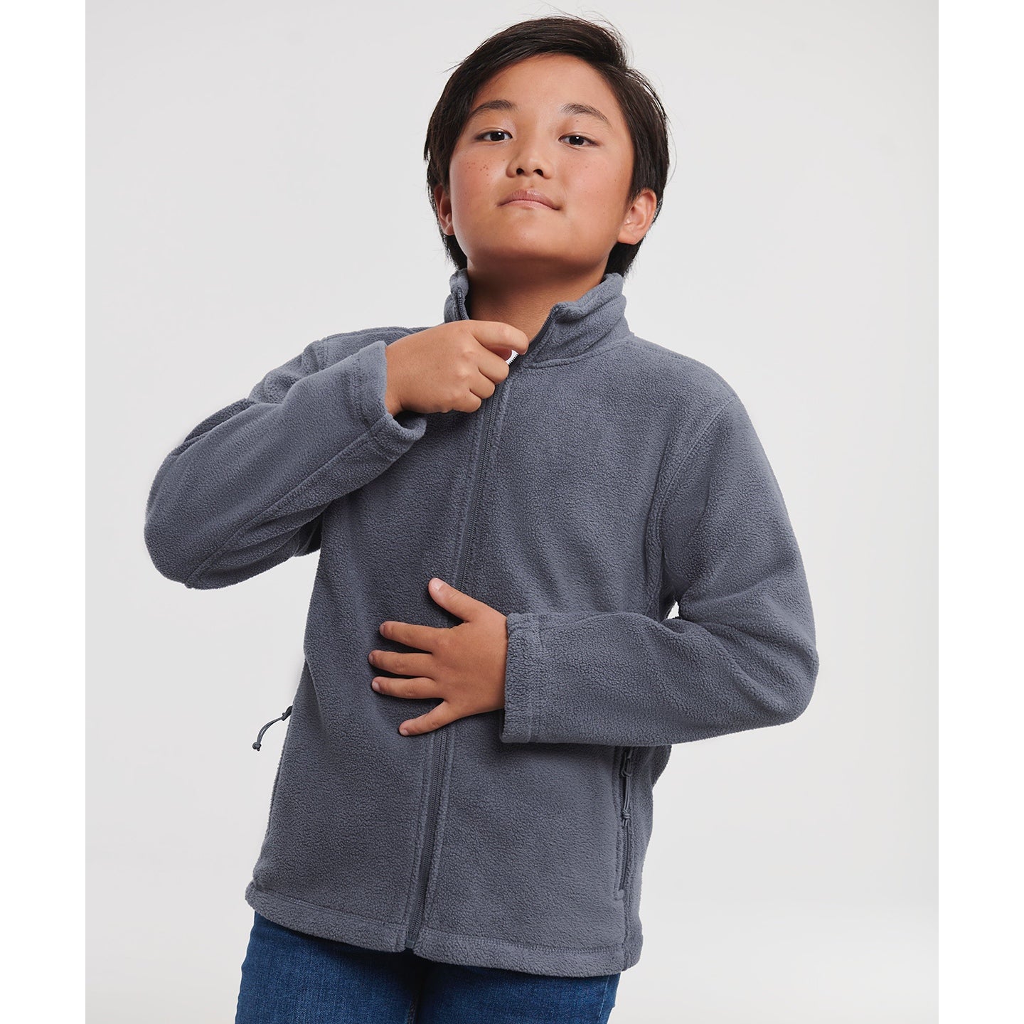 Russell Europe Kids Full-Zip Fleece Jacket with Side Pockets and Cadet Collar