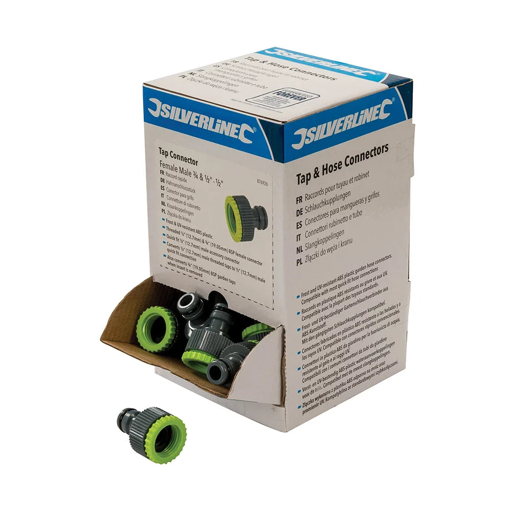 Silverline 30Pce Tap Connectors 1/2" & 3/4" BSP Quick Fit Frost UV Resistant