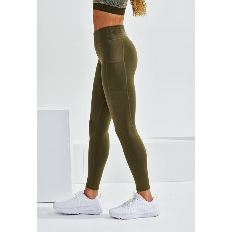 TriDri Women's Compression Leggings with Pockets, Full-Length, Stretch Fit