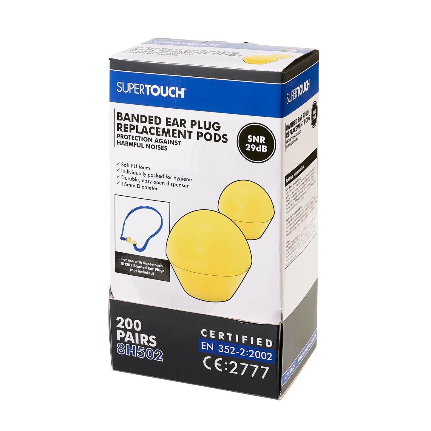 Supertouch Banded Ear Plug Replacement Pods 200 Pairs Lightweight SNR 29dB