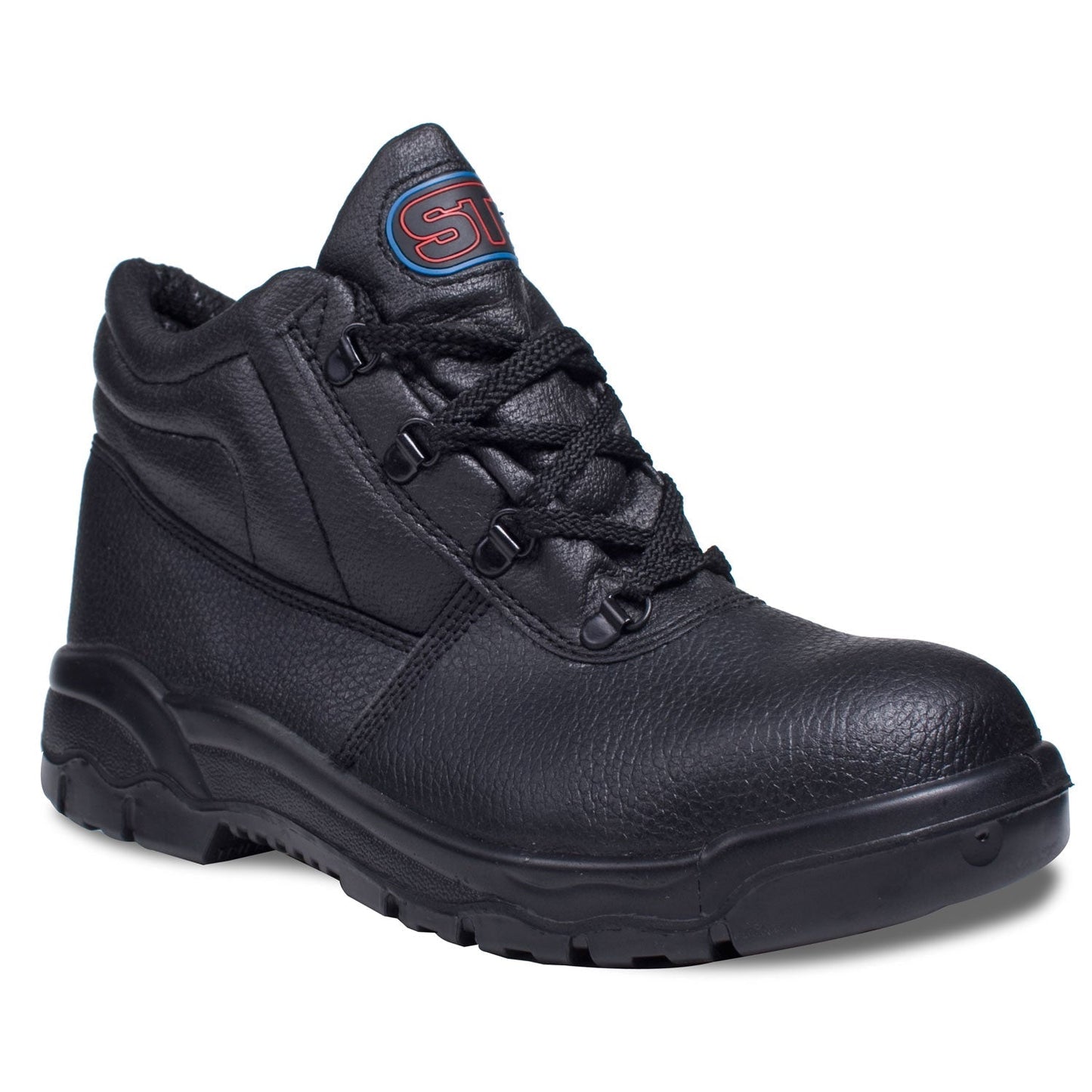 Supertouch S1P Chukka Safety Boots Black Leather Steel Toe Padded Ankle