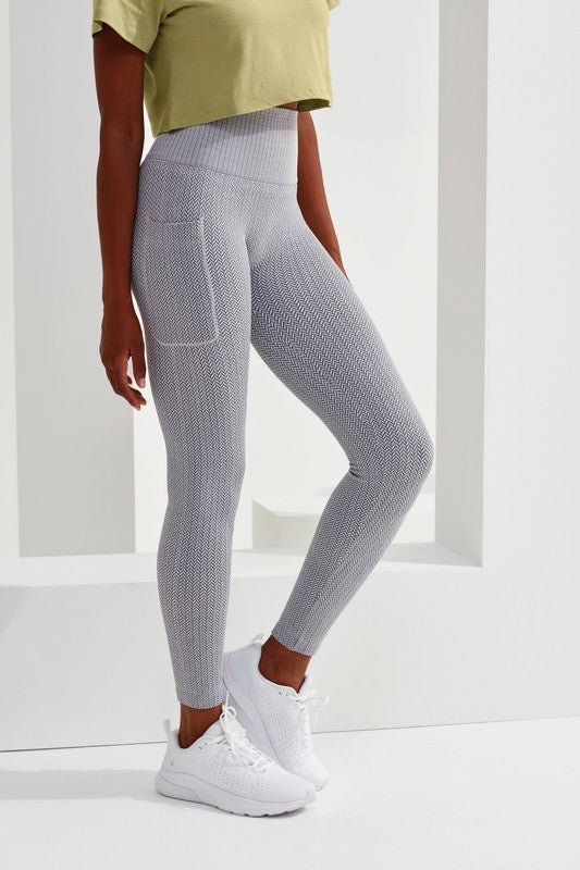 TriDri Women's Knitted City Leggings Full-Length Herringbone Soft-Stretch