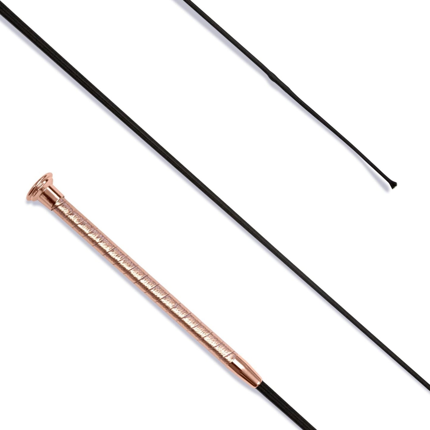 KM Elite Dressage Whip Leather Grip with Rose Gold Cap #colour_rose-gold