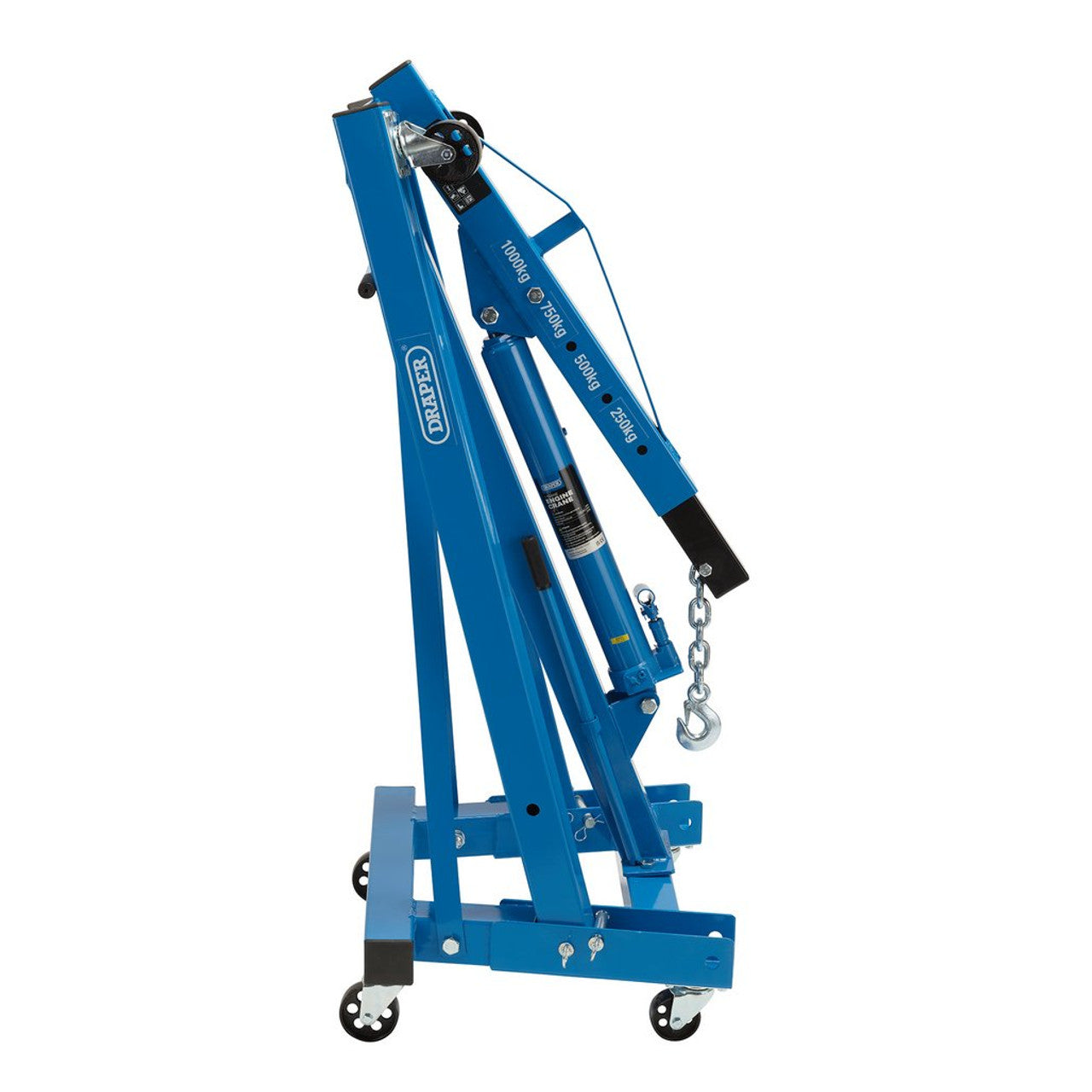 Draper Tools 1 Tonne Engine Crane Hydraulic Lift with Folding Design & Wheels