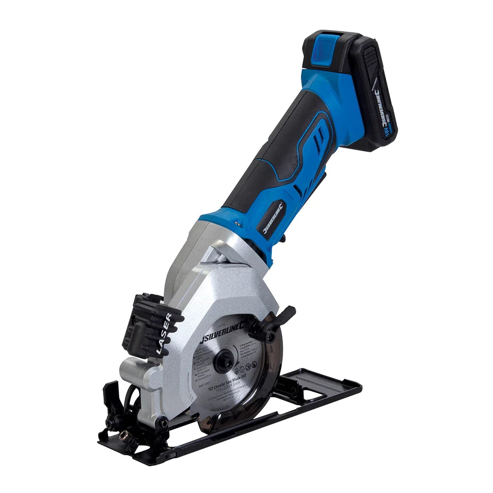 Silverline 18V Mini Circular Saw 115mm with 2Ah Battery and Fast Charger