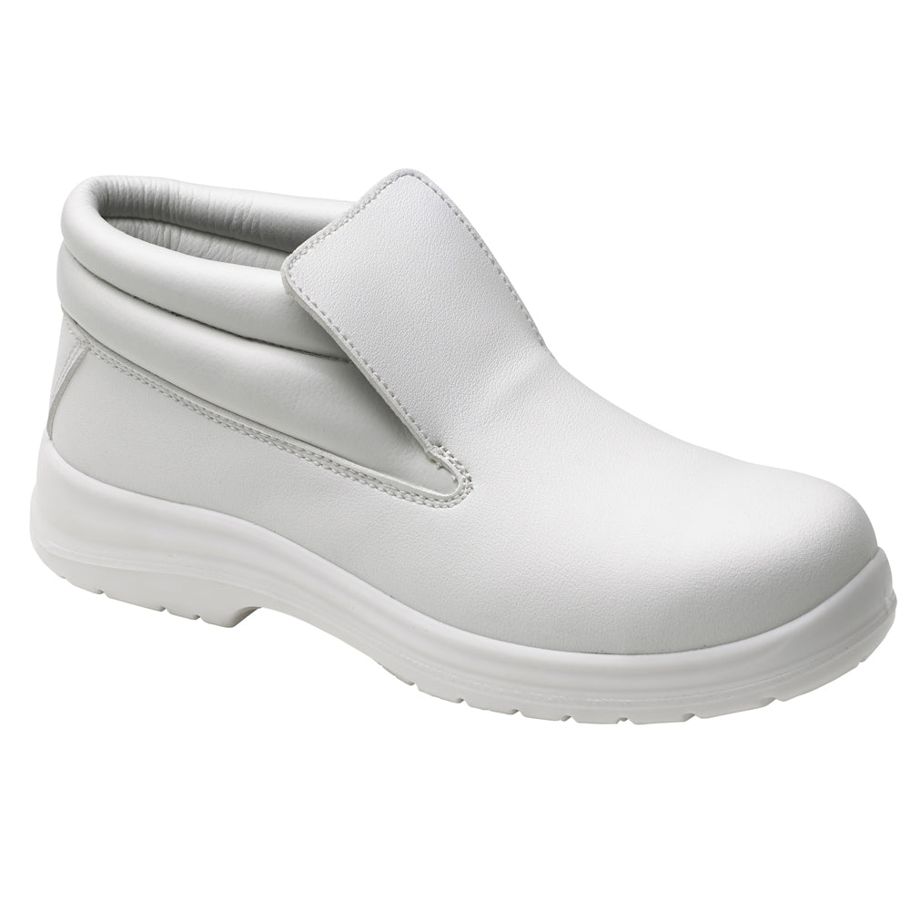 Food X Anti-Bacterial High Top Steel Toe Ankle Boots White Comfort Support