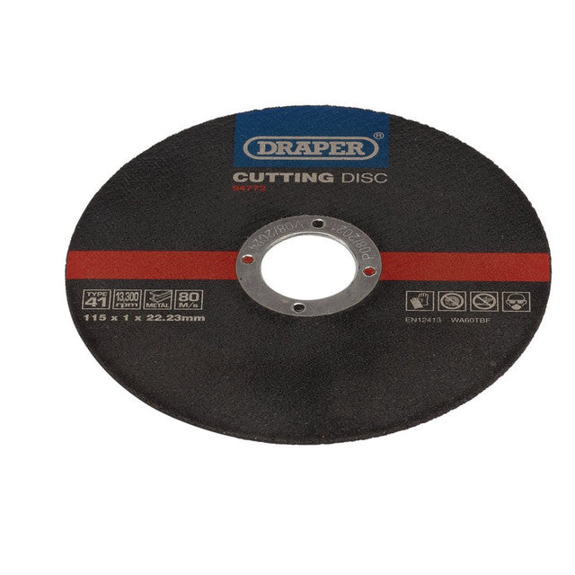 Draper Tools 115mm Metal Cutting Discs Pack of 100 Ultra-Thin 1mm Discs