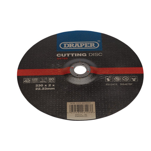 Draper Tools 230mm Metal Cutting Disc DPC 2mm Thin Aluminium Oxide EN12413