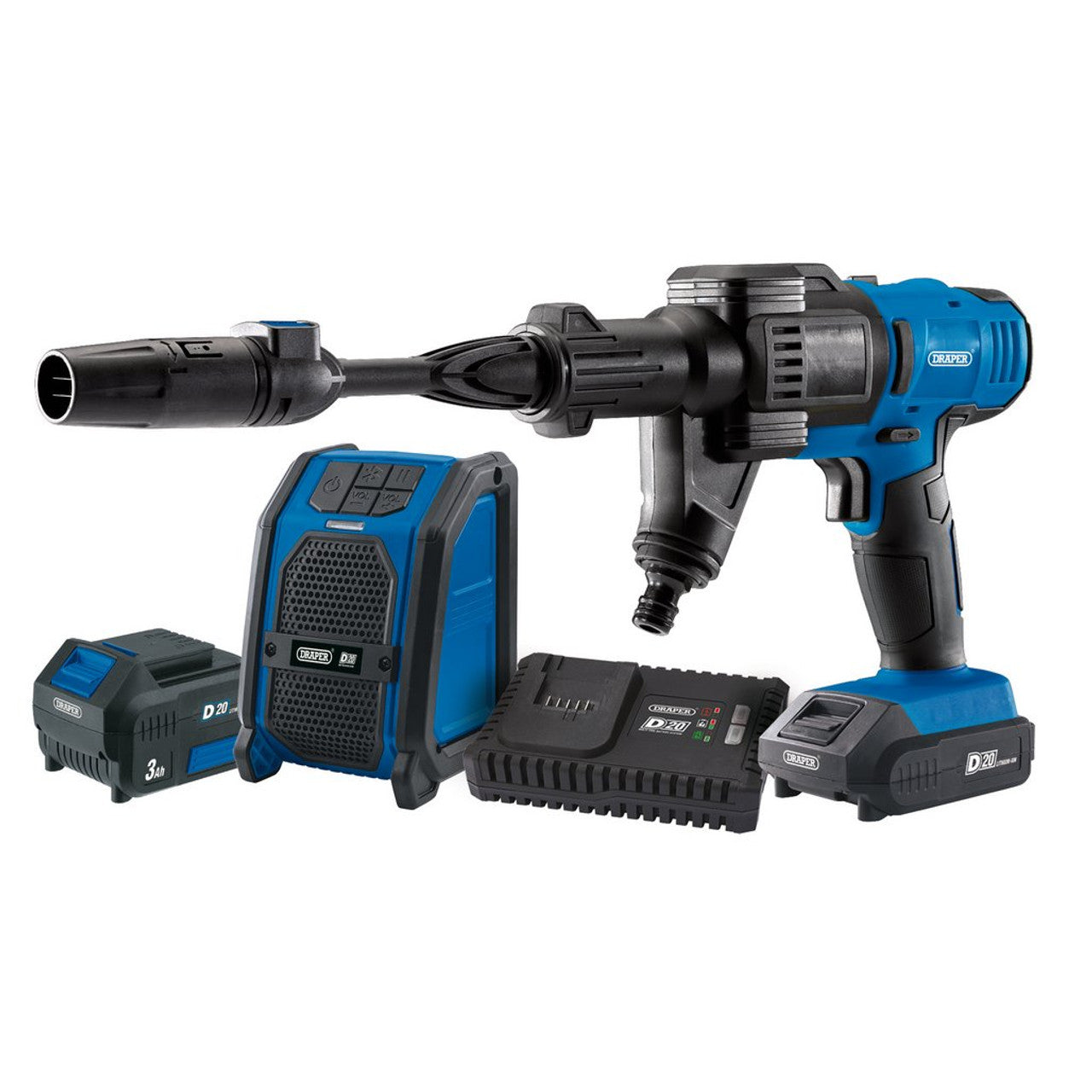 Draper Tools D20 20V Pressure Washer & Wireless Speaker with Batteries & Charger