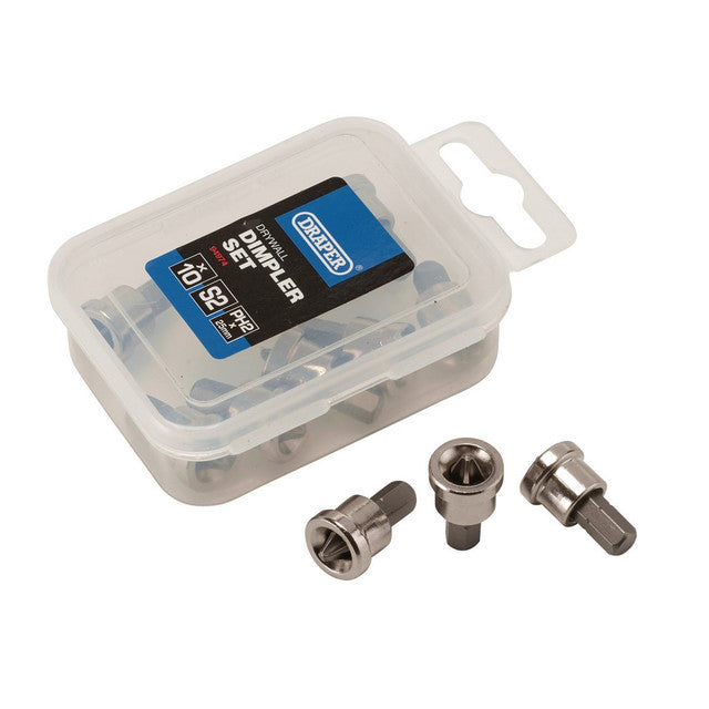 Draper Tools 10 Piece Drywall Dimpler Set PH2 x 25mm S2 Steel with Storage Box