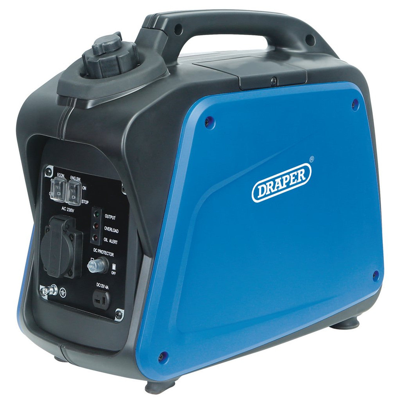 Draper Tools 1000W Petrol Inverter Generator, 4-Stroke, Quiet, 230V Socket
