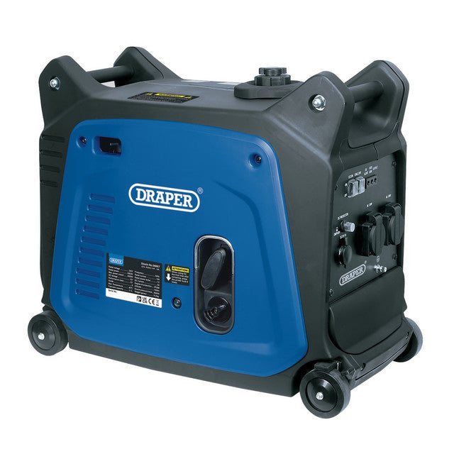 Draper Tools 2300W Petrol Inverter Generator Portable Low Noise 2x230V Sockets