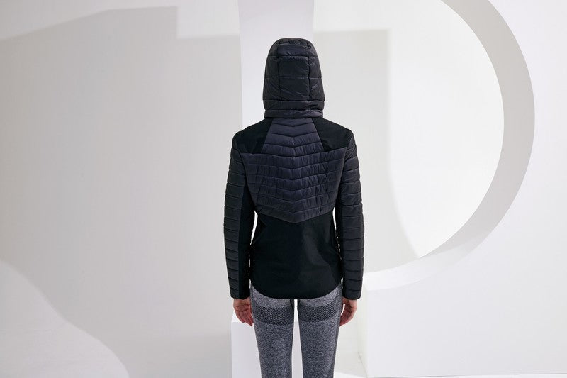 Women's TriDri Insulated Hybrid Jacket with Hood, Full Zip, Stretchy Panels