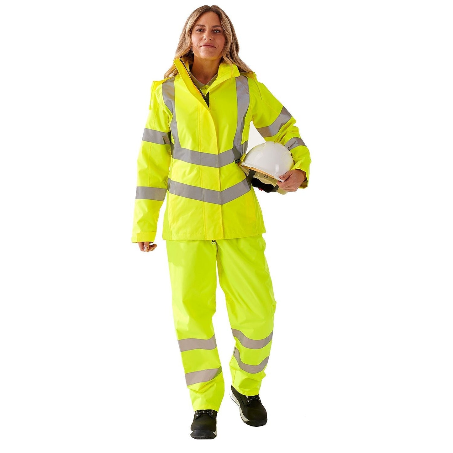 Supertouch Ladies Hi Vis Yellow Sophia Lightweight Jacket with Hood & Pockets