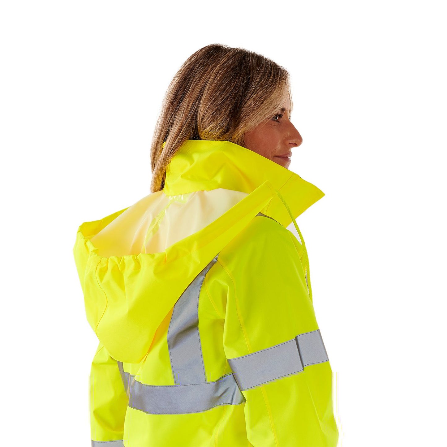 Supertouch Ladies Hi Vis Yellow Sophia Lightweight Jacket with Hood & Pockets